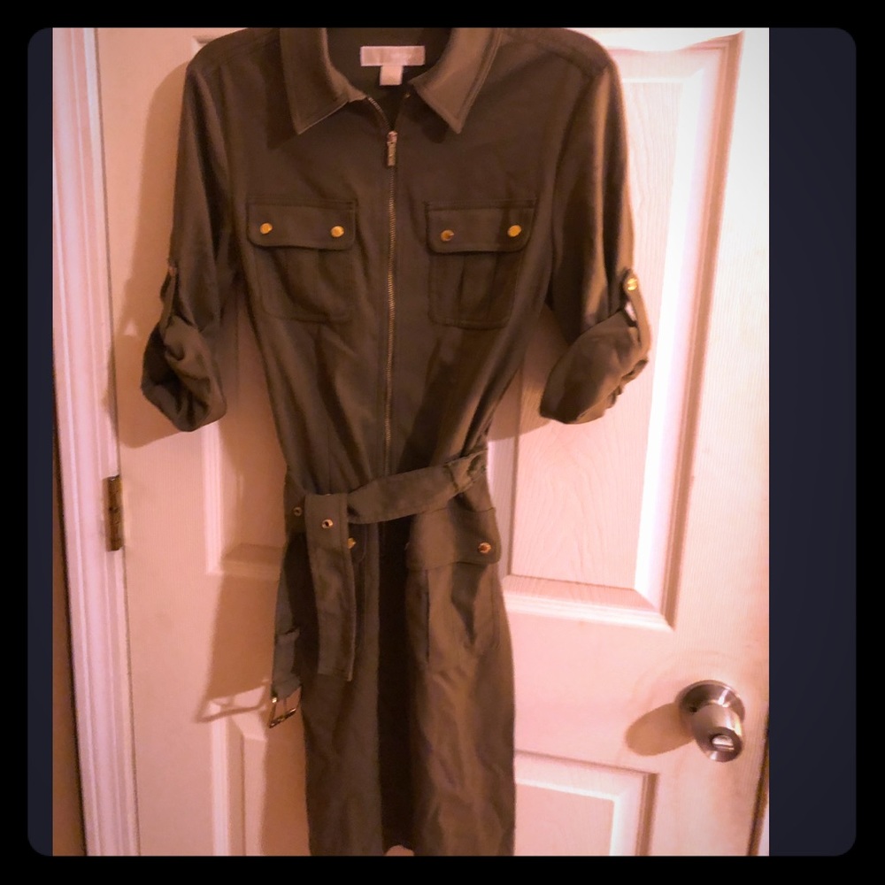 Michael Kors military inspired belted dress